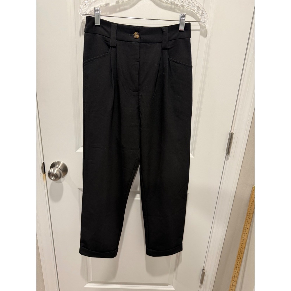 Petal + Pup Womens Tapered Pants Pleated Front Black Size 2